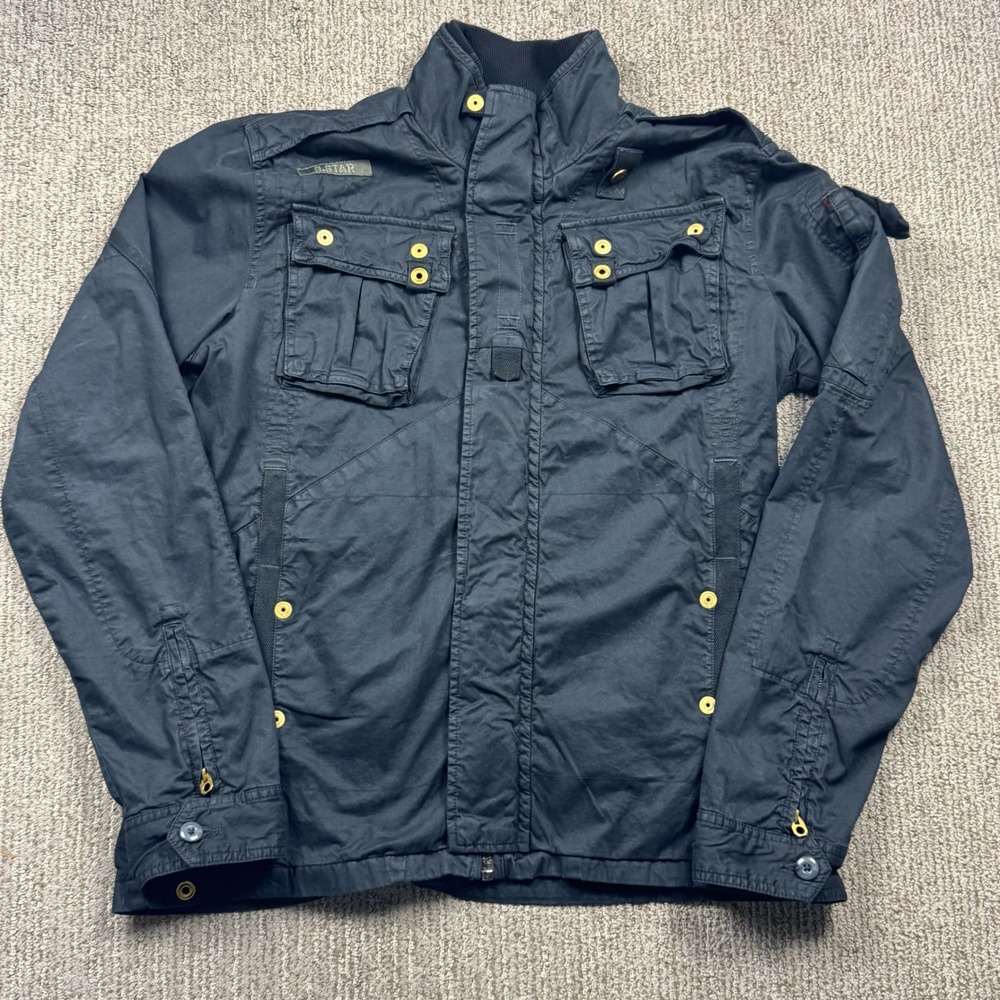 G Star Recolite Jacket Mens XL Overshirt Long Sleeve Utility Military Black